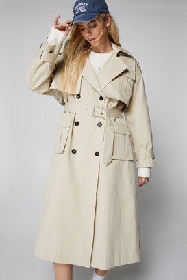 Premium Hooded Trench Coat - Beige