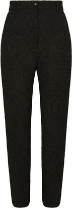 High-Waisted Jacquard Trousers