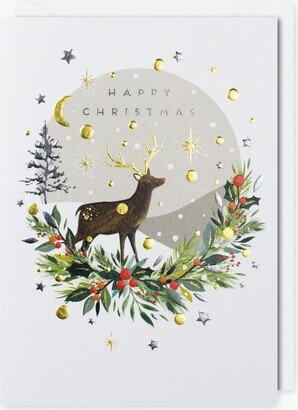 Paperlink Circle Deer Scene Christmas Card