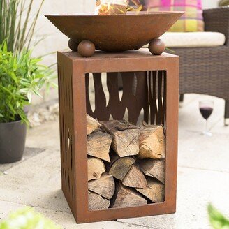 La Hacienda Ochiba Oxidised Fire Pit with Log Store Bronze