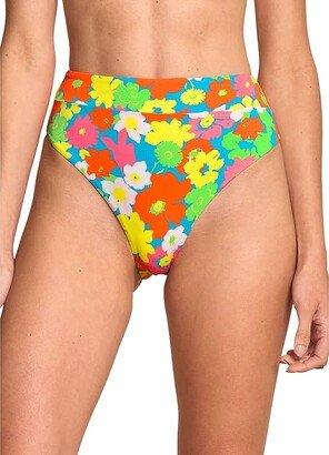 90s Floral Suzy Q High-Rise/High Leg Bottoms (Multicolor) Women's Swimwear