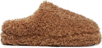 Faux-Shearling Round-Toe Slippers