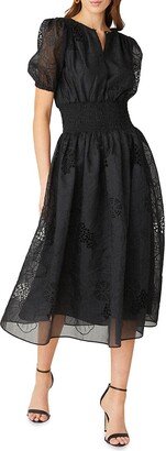 Nona Organza Eyelet Midi-Dress