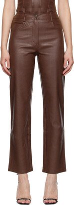 Brown Junior Faux-Leather Pants