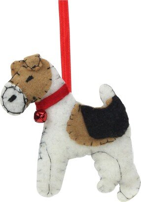 Northlight 5 Cream Black and Brown Dog Plush Christmas Ornament