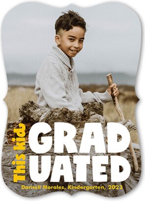 Graduation Announcements: This Kid Graduation Announcement, White, 5X7, Pearl Shimmer Cardstock, Bracket