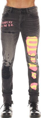 Punk Sex Pistols Distressed Rigid Super Skinny Jeans