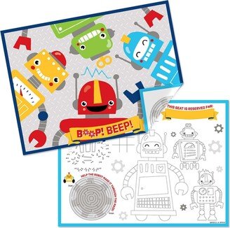 Big Dot Of Happiness Gear Up Robots - Paper Birthday Coloring Sheets - Activity Placemats - Set of 16