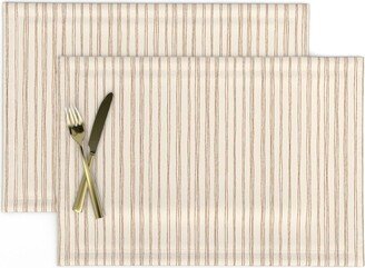 Thin Orange Stripe Placemats | Set Of 2 - Rust Pinstripes By Coitcreative Autumn Fall Minimal Lines Cloth Spoonflower