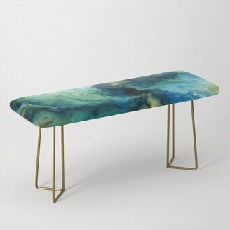 Marbled Ocean Abstract, Navy, Blue, Teal, Green Benches