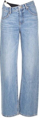 Asymmetrical Waist Straight-Leg Jeans