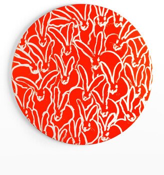 Hunt Slonem Rabbit Run Round Lacquer Placemat, Orange