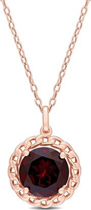 Plated 3.00 Ct. Tw. Garnet Halo Pendant Necklace