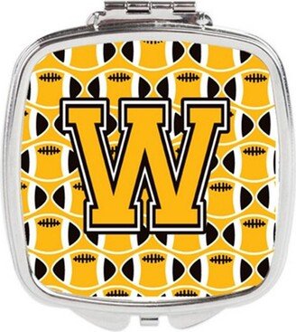 CJ1080-WSCM Letter W Football Black, Old Gold & White Compact Mirror