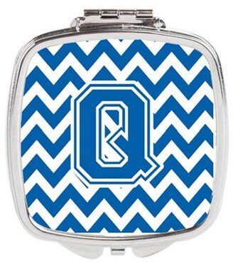 CJ1056-QSCM Letter Q Chevron Blue & White Compact Mirror