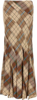 Checked Side-Zipped Maxi Skirt-AA