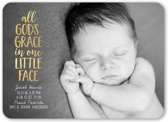 Birth Announcements: God's Grace Birth Announcement, Yellow, Standard Smooth Cardstock, Rounded