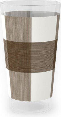 Outdoor Pint Glasses: Cross Hatch Plaid Outdoor Pint Glass, Brown