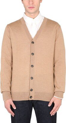 Logo Tag V-Neck Knitted Cardigan