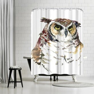 71 x 74 Shower Curtain, Horned Owl Face by Suren Nersisyan