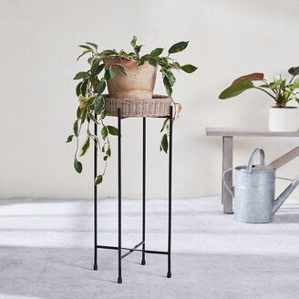 Wicker Basket Iron Plant Stand