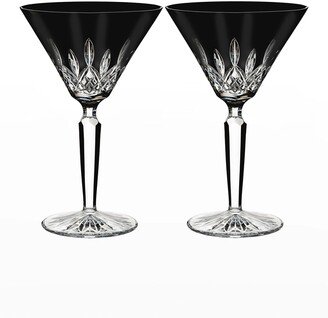 Waterford Crystal Set of 2 Lismore Black Martini Glasses