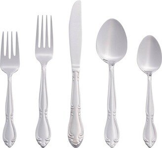 RiverRidge 46pc Silverware Set Rose Pattern Silver Finish