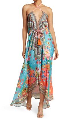 RANEES Floral Print Halter Cover-Up Dress