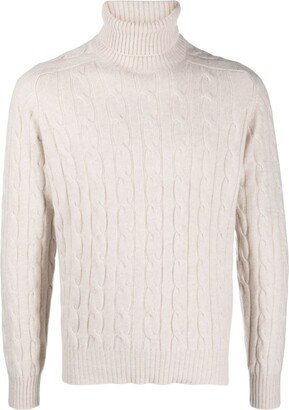 Cable-Knit Roll-Neck Jumper-AQ