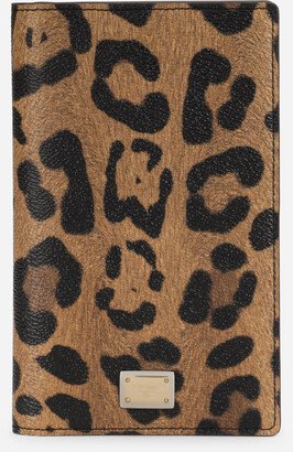 Leopard-print Crespo passport holder with branded plate