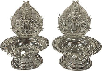 925 Sterling Silver Hallmarked Handcrafted 2.75 Inch Balaji Deepak | Diya Pair