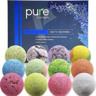 Pure Parker Men's 12 Piece Bath Bomb Gift Set, Natural with Shea butter