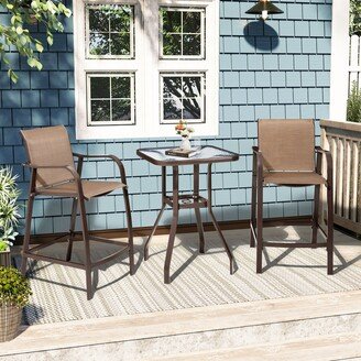 VredHom 3-Piece Outdoor Aluminum Patio Bar Table and Chair Set - 21.65 W x 25.59 D x 43.31 H