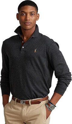 Long Sleeve Polo Shirt (Black Marl Heather) Men's Clothing