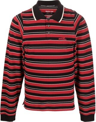 Striped Long-Sleeve Polo Shirt