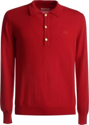 Textured-Finish Wool Polo Shirt