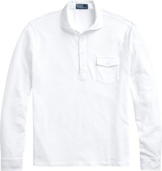 Long-Sleeve Cotton Polo Shirt-AB