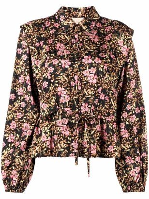 Belted Floral Print Blouse