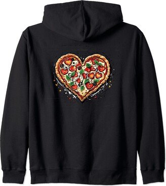 Design by A Pizza Enthusiast Funny Pizza Lover Heart Shaped Pizza Addict Fast Food Zip Hoodie