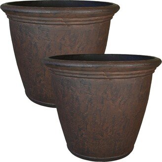 Sunnydaze Decor 24 in Anjelica Unbreakable Polyresin Planter - Rust - Set of 2