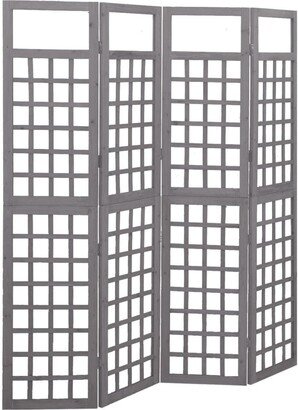 4-Panel Room Divider/Trellis Solid Fir Wood Gray 63.4x70.9 - 63.4 x 70.9