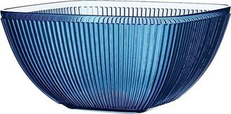 Large Acrylic Serving Bowl, 113-Ounce Capacity for Fruits, Popcorn, Reusable, BPA-Free Indigo Blue Ribbed Server for Parties and BBQ’s