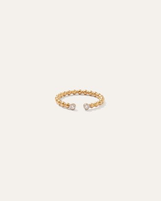 14K Gold Open Beaded Diamond Bezel Ring