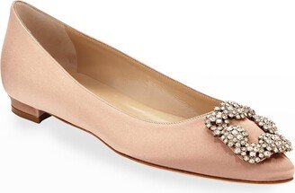 Hangisi Crystal-Buckle Satin Flat