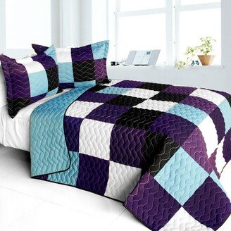 Voilet Diamonds 3PC Vermicelli - Quilted Patchwork Quilt Set