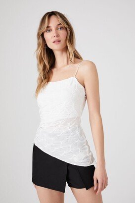 Women's Asymmetrical Drawstring Cami in White, XS