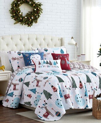 Winter Wonderland Oversized Reversible 6 Piece Quilt Set, Twin or Twin Xlong