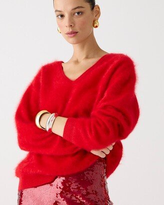 Brushed cashmere relaxed V-neck sweater