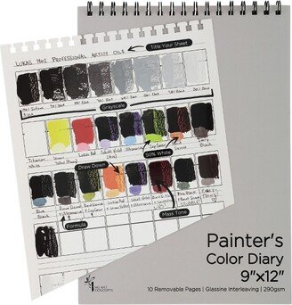 HG Art Concepts Painters Color Diary - 9x12 Spiral-Bound Color Swatch Book with 10 Pages for Acrylic or Oil Paint - Single