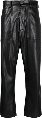 Faux-Leather Straight-Leg Trousers-AG